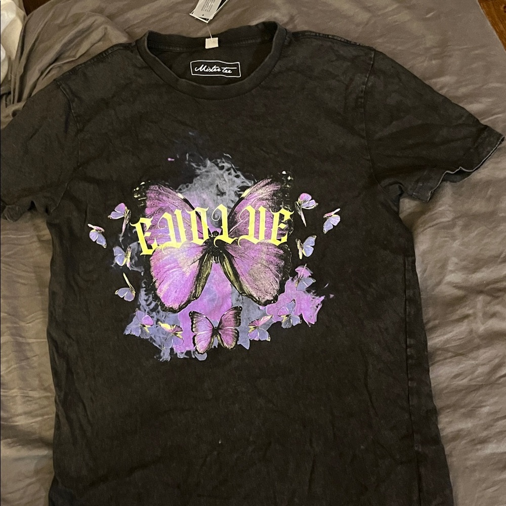 Black and Purple Butterfly Kids T-Shirt